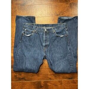 Levis 501 Mens Button Fly Straight Leg Med Wash Jeans Sz 36x34